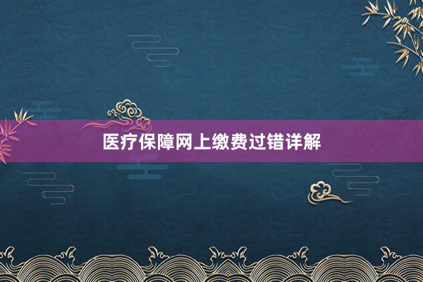 医疗保障网上缴费过错详解